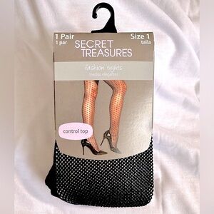 NWT Secret Treasures Fishnet Fashion Tights Black Size 1